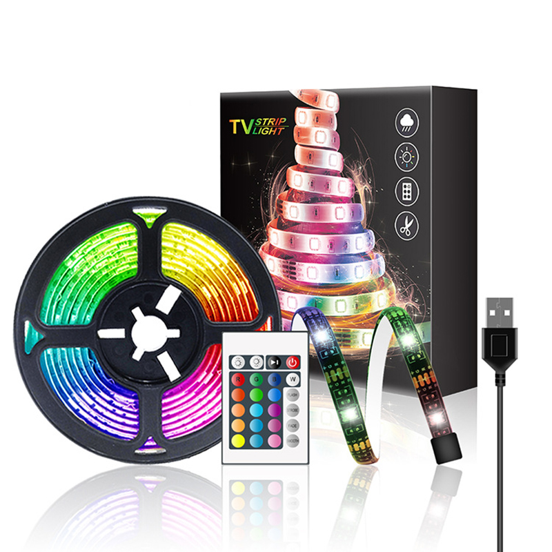 DC5V 3.28ft/1M 5050RGB TV Background USB Mobile LED Light Strip Kit Epoxy 30LEDs/M, Flexible Multicolor Light Strip